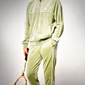 SERGIO TACCHINI MENS VELOUR JOGGING TRACK WARMUP SUIT LITE GREEN SIZE MEDIUM NWT